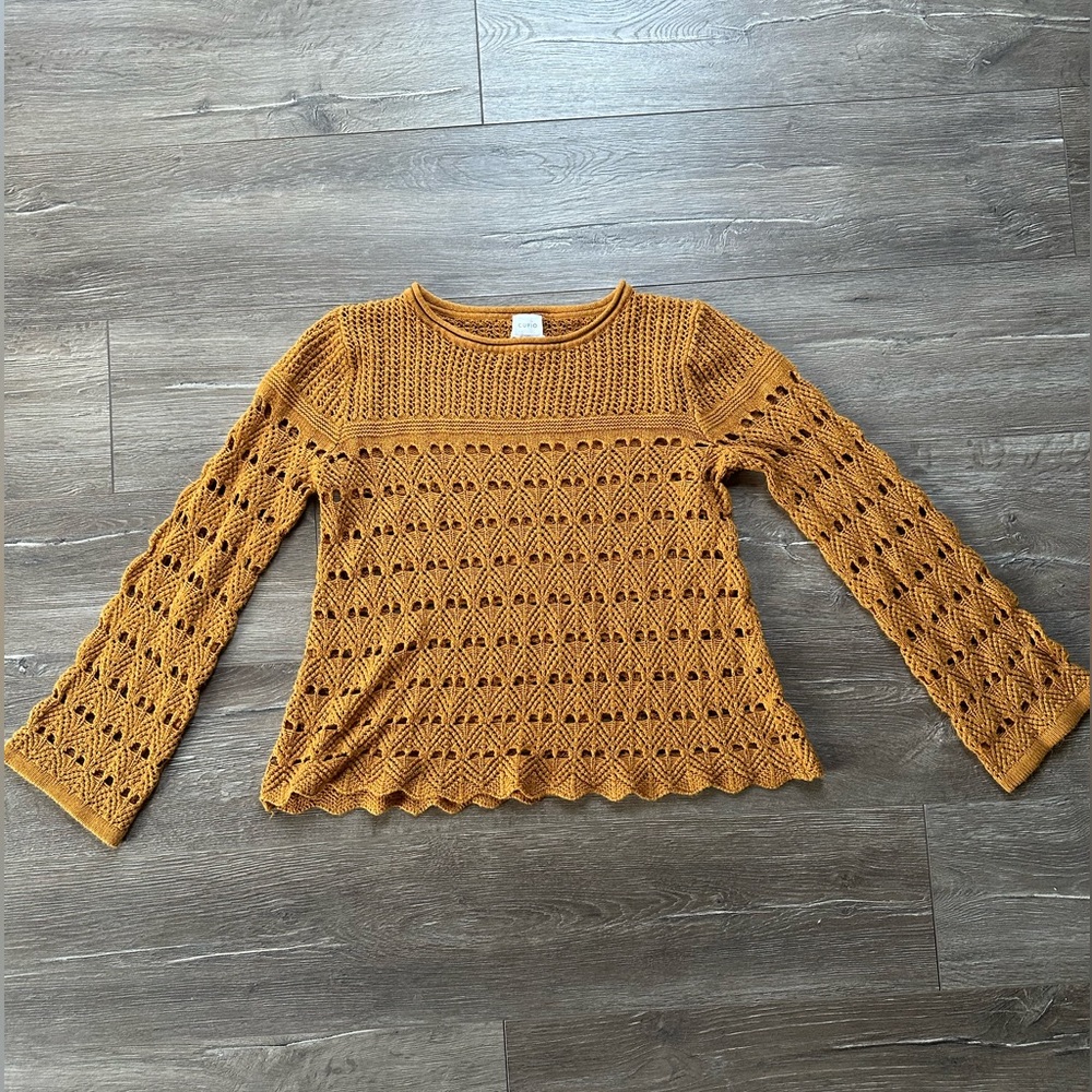Cupio boho style knit mustard yellow sweater size large
